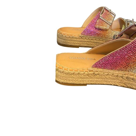Gianni Bini Tyyla Rainbow Rhinestone Embellished Platforms Sz 8.5 Festival Boho - Picture 10 of 13